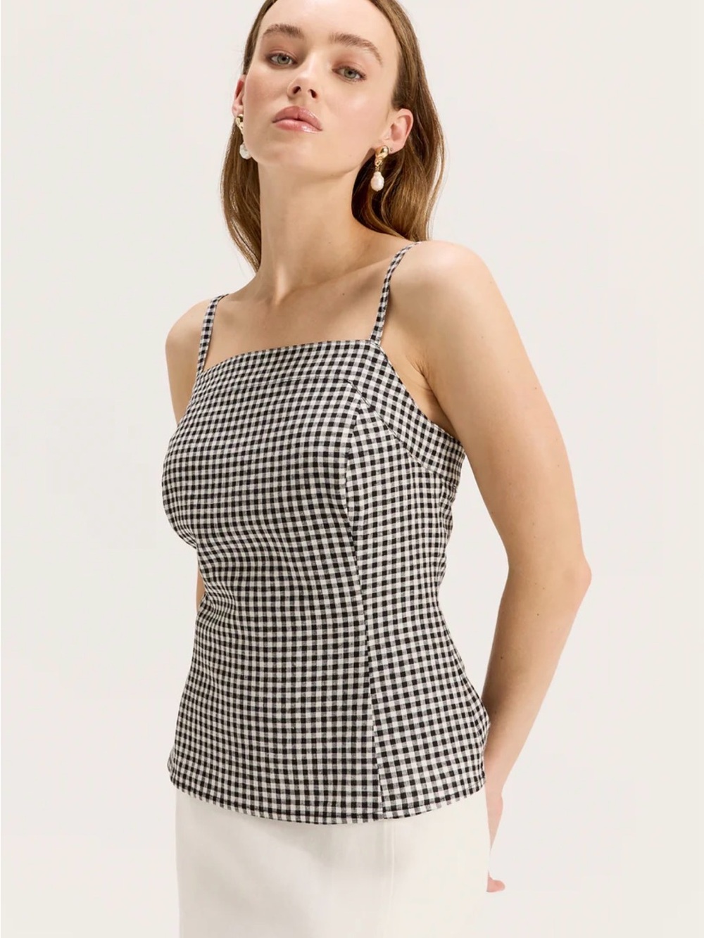 Ardene Black & White Gingham Square Neck Cami